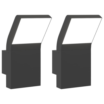Lămpi exterioare de perete cu LED 2 buc. negru, aluminiu turnat - Img 2