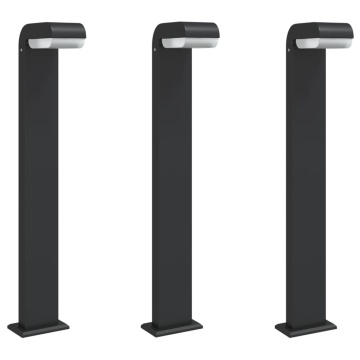 Lămpi exterioare de podea 3 buc. negru 80 cm aluminiu turnat - Img 2