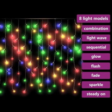 Lumini de perdea tip gheață 400 LED-uri colorate 8 funcții 10 m - Img 5