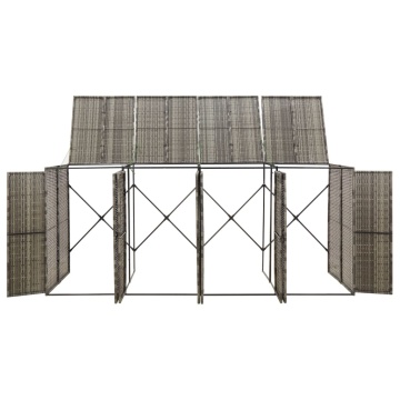 Magazie de pubele cvadruplă, gri, 274x80x117 cm, poliratan - Img 3
