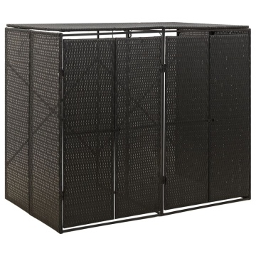 Magazie de pubele dublă, negru, 140x80x117 cm, poliratan - Img 1