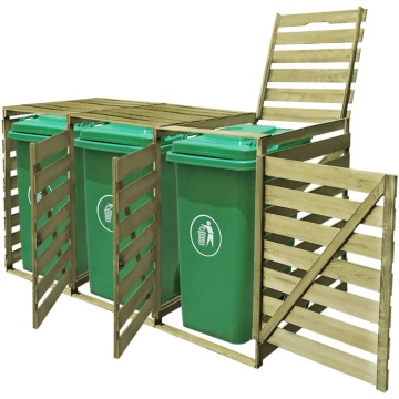Magazie de pubele triplă, 240 L, lemn tratat - Img 3