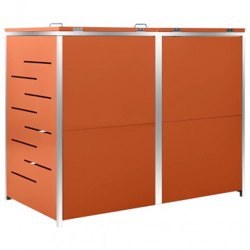 Magazie pentru două pubele, 138x77,5x115,5 cm, oțel inoxidabil - Img 4