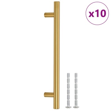 Mânere de dulap, 10 buc., auriu, 160 mm, oțel inoxidabil - Img 2