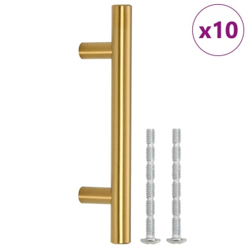 Mânere de dulap, 10 buc., auriu, 64 mm, oțel inoxidabil - Img 2