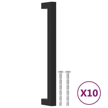 Mânere de dulap, 10 buc., negru, 192 mm, oțel inoxidabil - Img 2