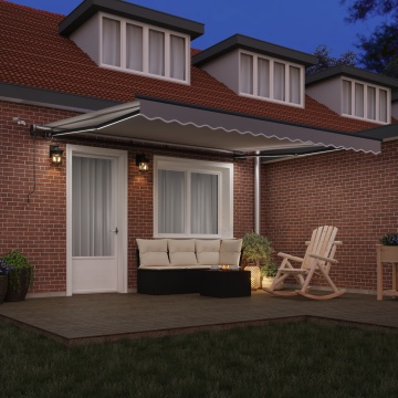 Marchiza automată retractabilă cu LED Gri deschis 400x350 cm, Material pentru înlocuirea marchizei pentru cadru de 4x3,5 m gri deschis - Img 3