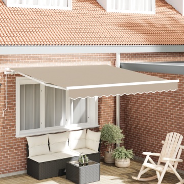 Marchiză manuală retractabilă Bej 300x250 cm, Material de înlocuire pentru marchiză 3x2.5 m Bej - Img 1
