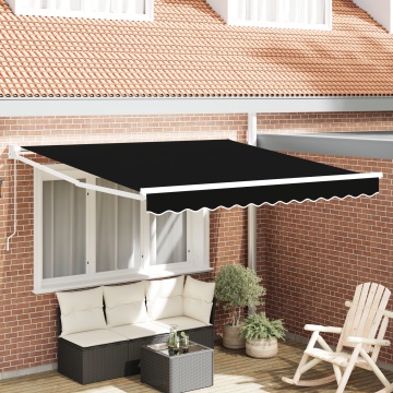 marchiză manuală retractabilă Neagră 350x250 cm, material de înlocuire pentru marchiză pentru cadru de 3.5x2.5 m Negru - Img 1