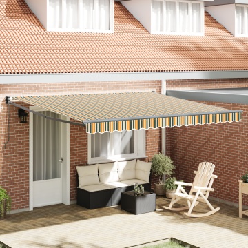 Marchiza manuală retractabilă Verde și Galben 400x300 cm, Țesătură de înlocuire pentru marchiză pentru cadru de 4x3 m Verde și Galben - Img 1