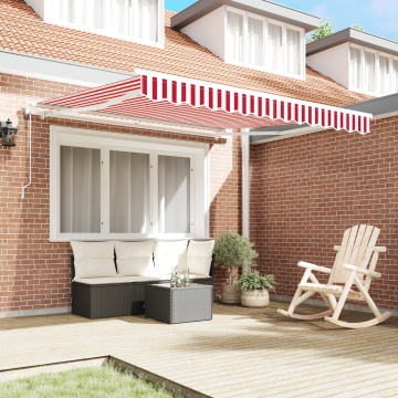 Marchiză Retractabilă Automată cu Dungi Roșii și Albe 350x250 cm - Img 3