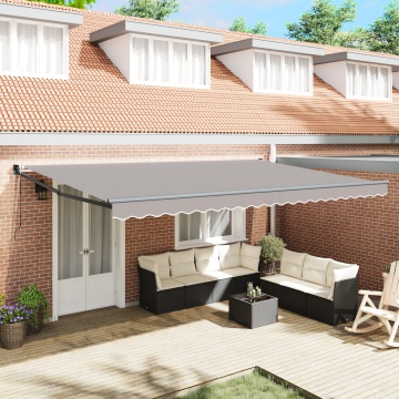 Marchiză Retractabilă Automată Gri 500x300 cm, Material de Înlocuire pentru Marchiză de 5x3 m Gri - Img 1