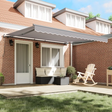 Marchiză retractabilă automată gri deschis 400x350 cm, Fabrică de înlocuire pentru marchiză pentru cadru de 4x3,5 m gri deschis - Img 3