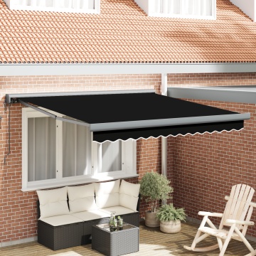 Marchiză retractabilă automată neagră 300x250 cm, Țesătură de înlocuire pentru marchiză pentru cadru 3x2.5 m negru - Img 1