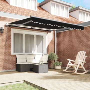 Marchiză retractabilă automată neagră 350x250 cm, Țesătură de schimb pentru marchiză pentru cadru de 3.5x2.5 m negru - Img 3