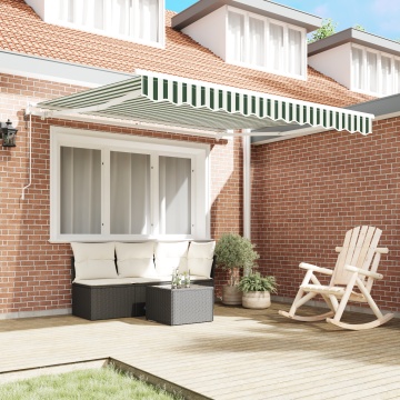 Marchiza retractabilă automată Verde și Alb 350x250 cm, Țesătură de schimb pentru marchiză 3.5x2.5 m Verde și Alb - Img 3