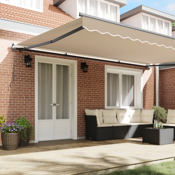 Marchiză retractabilă manuală Bej 500x300 cm, Material de înlocuire pentru marchiză pentru cadru de 5x3 m Bej - Img 3