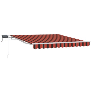 Marchiză retractabilă manuală cu LED Portocalie și Maro 300x250 cm - Img 2