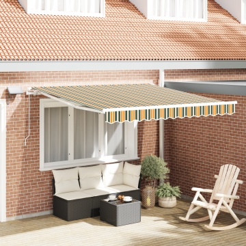 Marchiză retractabilă manuală cu LED Verde și Galben 300x250 cm, Marchiză pentru cadru de 3x2.5 m Verde și Galben - Img 1