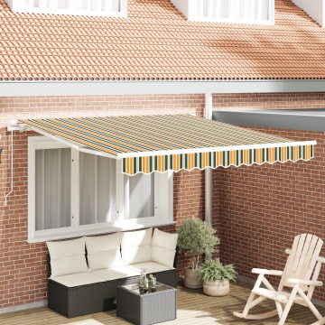 marchiza retractabilă manuală Verde și Galben 300x250 cm, material de înlocuire pentru marchiză cadru 3x2.5 m Verde și Galben - Img 1