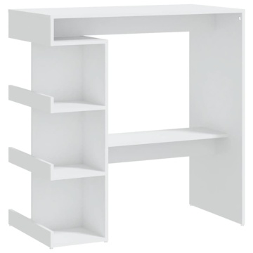 Masă bar cu raft de depozitare, alb, 100x50x101,5 cm, PAL - Img 2