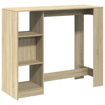 Masă bar cu raft stejar Sonoma, 124x46x103,5 cm, lemn prelucrat - Img 2