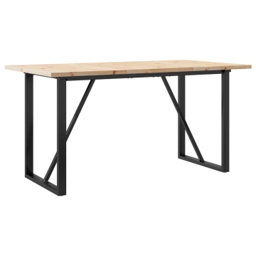 Masă bucătărie, cadru O, 140x80x75,5 cm lemn masiv pin și fontă - Img 5