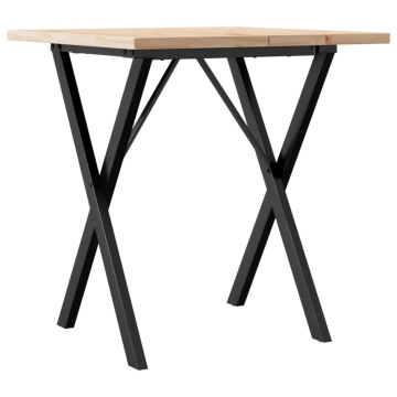 Masă bucătărie, cadru X, 70x70x75,5 cm lemn masiv pin și fontă - Img 5