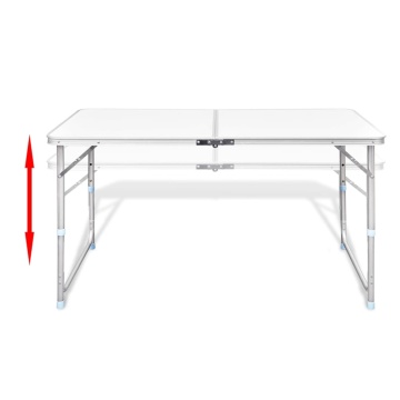 Masă camping pliabilă reglabilă în înălțime, 120x60 cm aluminiu - Img 4