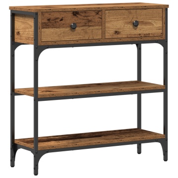 Masă consolă, lemn vechi, 72,5x25x75 cm, lemn prelucrat și oțel - Img 2