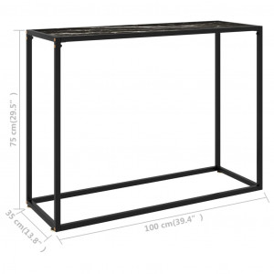 Masă consolă, negru, 100x35x75 cm, sticlă securizată - Img 5
