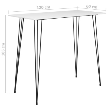 Masă de bar, alb, 120 x 60 x 105 cm - Img 5