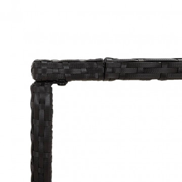 Masă de bar cu blat din sticlă, negru, 180x70x110 cm, poliratan - Img 6