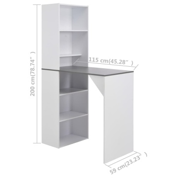 Masă de bar cu dulap, alb, 115 x 59 x 200 cm - Img 5
