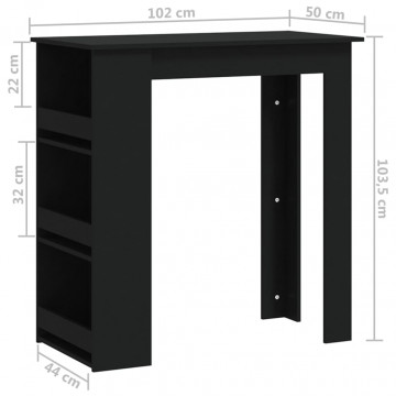 Masă de bar cu raft de depozitare, negru, 102x50x103,5 cm, PAL - Img 6