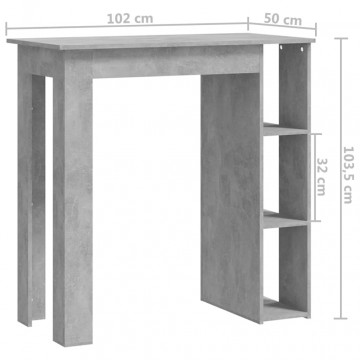 Masă de bar cu raft, gri beton,102x50x103,5 cm, PAL - Img 6