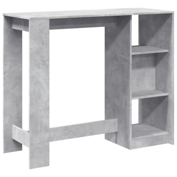Masă de bar cu raft, gri beton, 124x46x103,5 cm, lemn prelucrat - Img 5