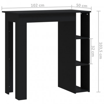 Masă de bar cu raft, negru, 102x50x103,5 cm, PAL - Img 6