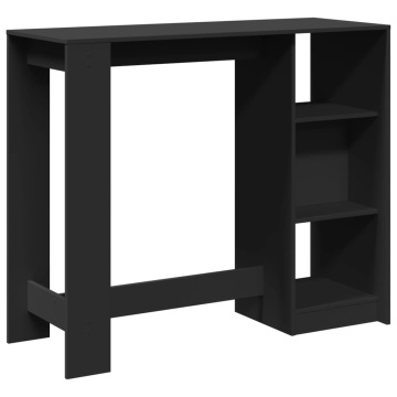 Masă de bar cu raft, negru, 124x46x103,5 cm, lemn prelucrat - Img 5