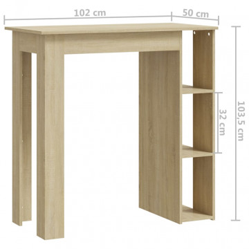 Masă de bar cu raft, stejar Sonoma, 102x50x103,5 cm, PAL - Img 6