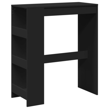 Masă de bar cu rafturi, negru, 90x40x103,5 cm, lemn prelucrat - Img 2