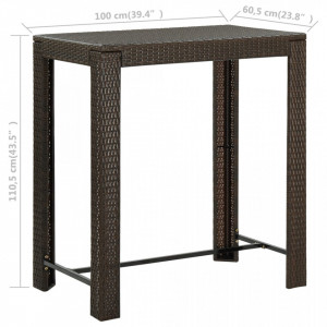 Masă de bar de grădină, maro, 100 x 60,5 x 110,5 cm, poliratan - Img 5