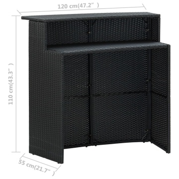 Masă de bar de grădină, negru, 120x55x110 cm, poliratan - Img 7