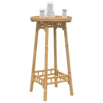 Masă de bar pentru exterior rotundă Ø55x100 cm din bambus - Img 4