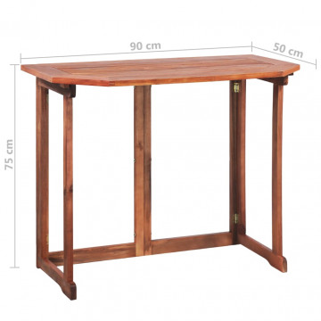Masă de bistro, 90 x 50 x 75 cm, lemn masiv de acacia - Img 6