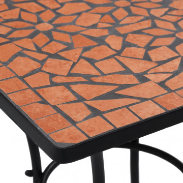Masă de bistro mozaic, cărămiziu, 60 cm, ceramică - Img 5