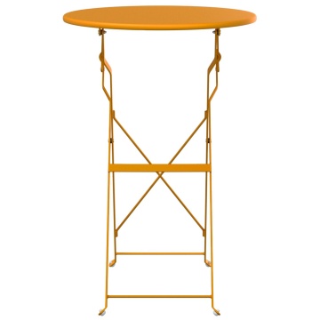 Masă de Bistro Pliabilă Muștar Ø50x71 cm Oțel vopsit electrostatic - Img 4