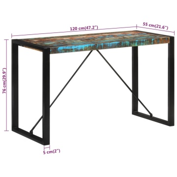Masă de bucătărie, 120x55x76 cm, lemn masiv reciclat - Img 5