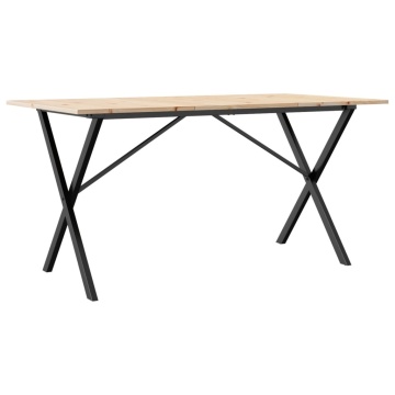 Masă de bucătărie, cadru X, 140x80x75cm lemn masiv pin și fontă - Img 2