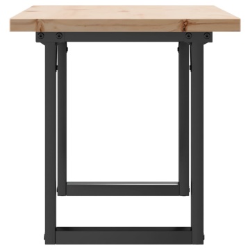 Masă de cafea, cadru O, 100x50x45,5 cm, lemn masiv pin și fontă - Img 8